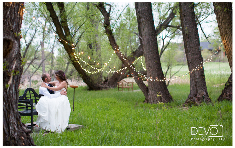 Holly and Grant share a moment together at their beautiful backyard wedding.